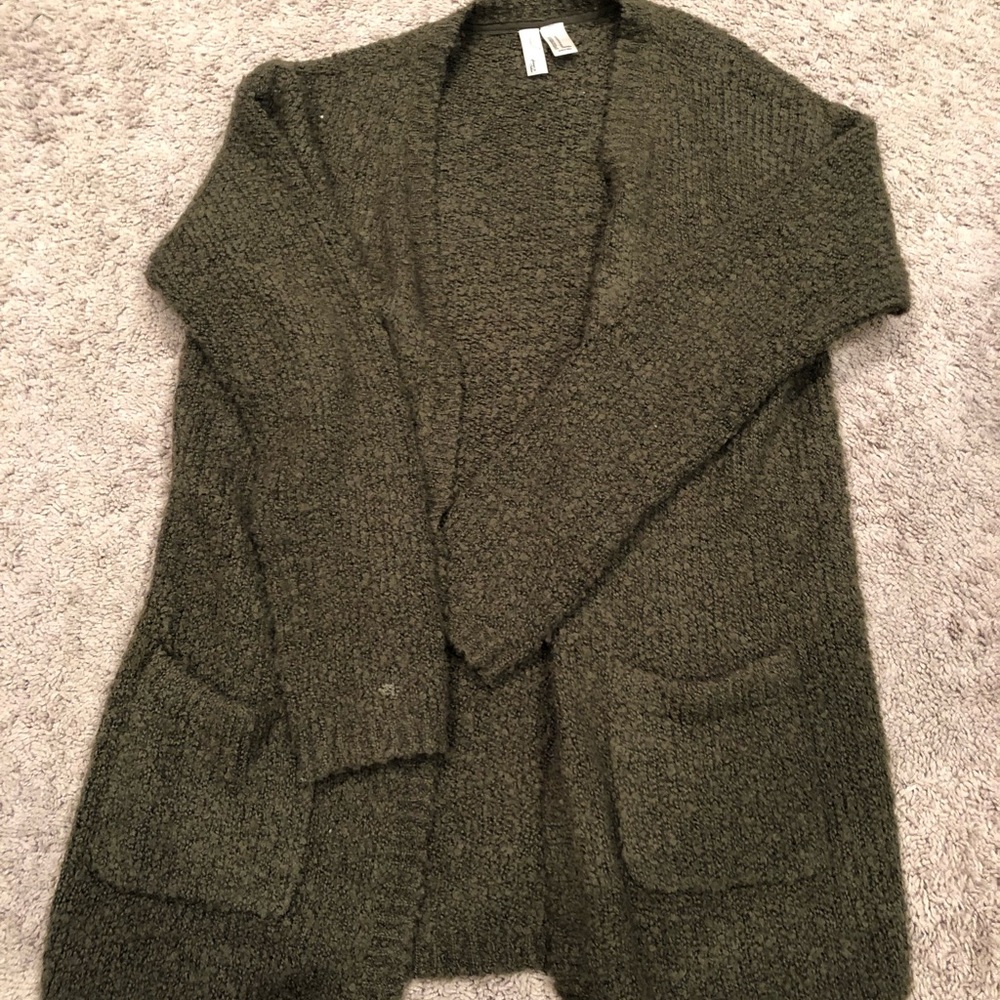 Army Green Fuzzy Cardigan